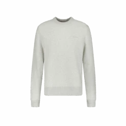 Pull Col Rond Gris Chiné(Sweat Col Rond Avec Broderie Sur La Poitrine 1)