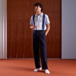 Chemise Bowling Ciel(Bowling Shirt Ciel) -Rivieras Boutique rivieras clothes chemise mc bandes CH03 CL20