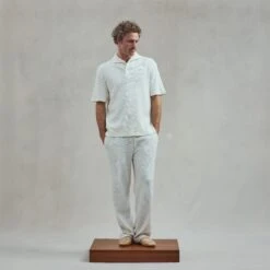 Polo Col Requin Écru(Ecru Shark Collar Polo Shirt) -Rivieras Boutique rivieras clothes polo beige PUNTACANA CL03