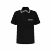 Polo à Col Jacquard Noir(Black Knitted Collar Polo Shirt) -Rivieras Boutique rivieras clothes polo black ALVOR CL01