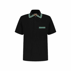 Polo à Col Jacquard Noir(Black Knitted Collar Polo Shirt)