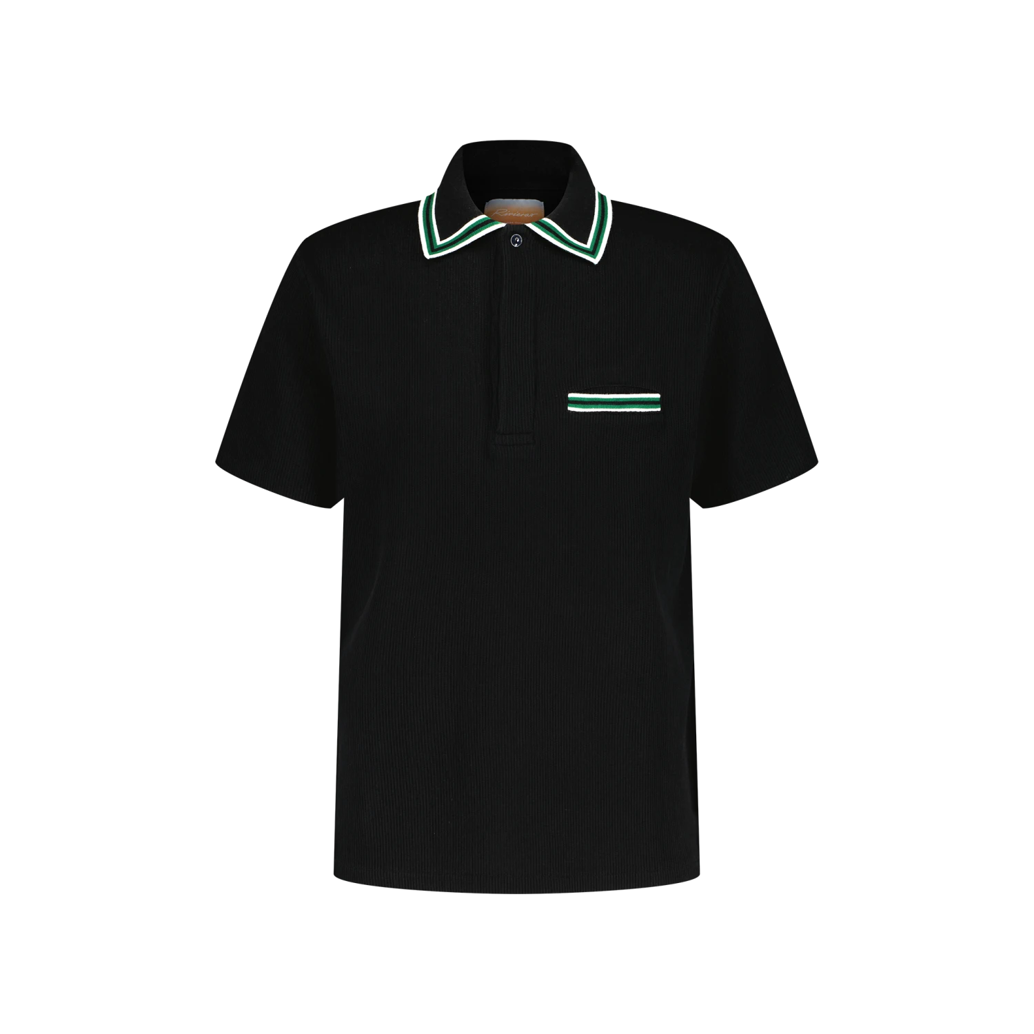 Polo à Col Jacquard Noir(Black Knitted Collar Polo Shirt) 3 Polo à Col Jacquard Noir(Black Knitted Collar Polo Shirt)