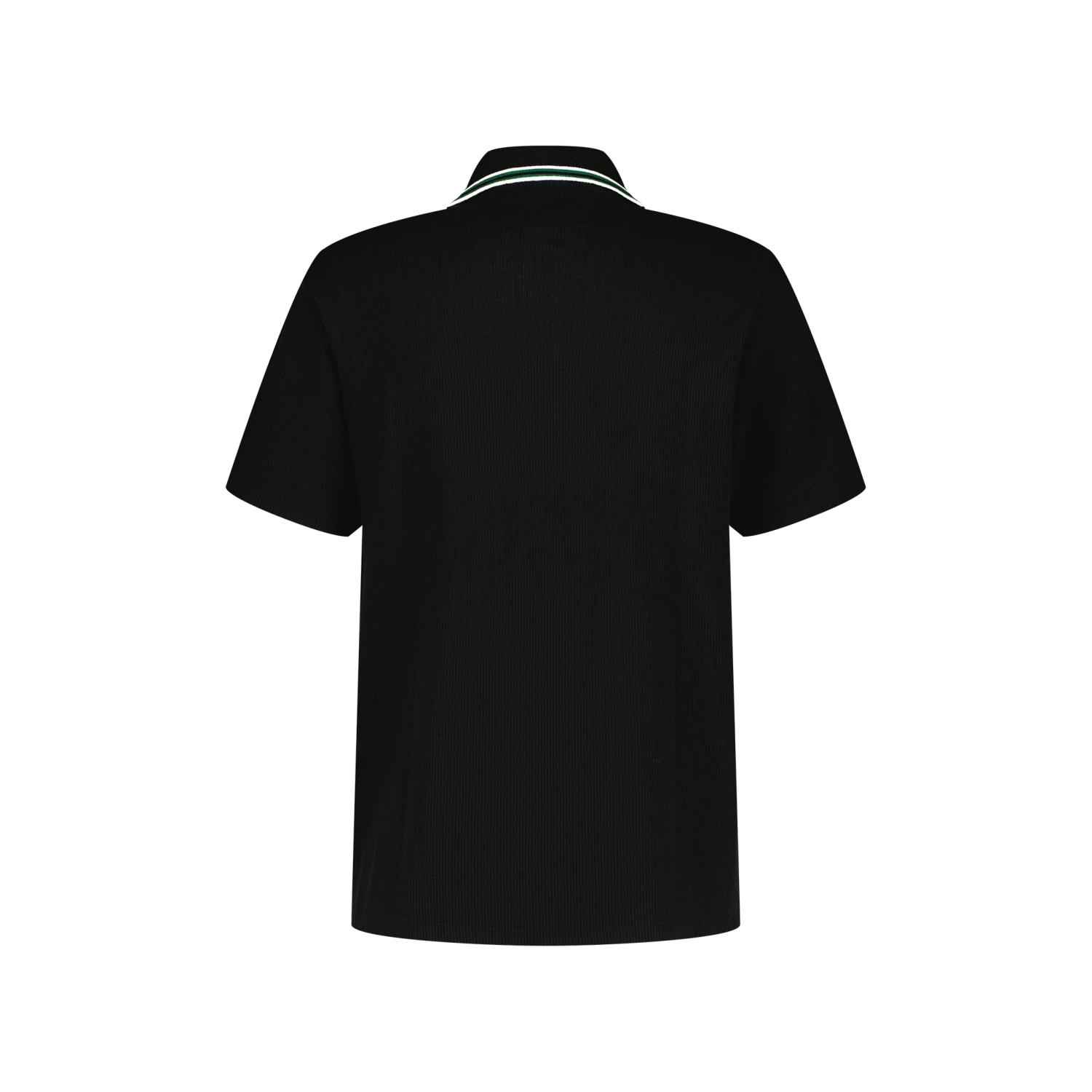 Polo à Col Jacquard Noir(Black Knitted Collar Polo Shirt) 4 Polo à Col Jacquard Noir(Black Knitted Collar Polo Shirt) – Image 2