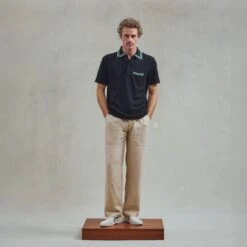 Polo à Col Jacquard Noir(Black Knitted Collar Polo Shirt) 10 Polo à Col Jacquard Noir(Black Knitted Collar Polo Shirt) -Rivieras Boutique rivieras clothes polo black ALVOR CL03