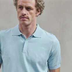 Polo Classique En Maille Bleu Ciel(Skyblue Classic Knitted Polo Shirt) -Rivieras Boutique rivieras clothes polo bluesky PORTOVECCHIO CL05