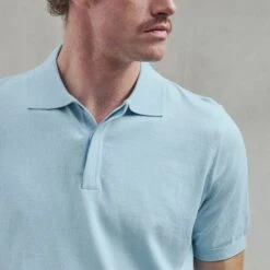 Polo Classique En Maille Bleu Ciel(Skyblue Classic Knitted Polo Shirt) -Rivieras Boutique rivieras clothes polo bluesky PORTOVECCHIO CL06