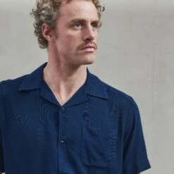 Chemise En Viscose Légère Marine(Navy Lightweight Viscose Shirt) 13 Chemise En Viscose Légère Marine(Navy Lightweight Viscose Shirt) -Rivieras Boutique rivieras clothes shirt navy ACAPULCO CL06