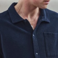 Chemise En Éponge Marine(Navy Terrycloth Shirt) -Rivieras Boutique rivieras clothes shirt navy BANDOL CL06