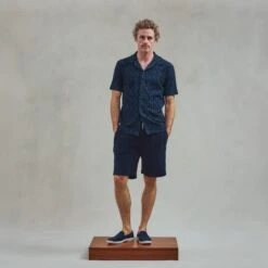 Chemise En Éponge Fantaisie Marine(Navy Fancy Terry Shirt) -Rivieras Boutique rivieras clothes shirt navy CASABLANCA CL03