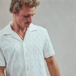 Chemise En Éponge Fantaisie Ecru(Ecru Fancy Terry Shirt) -Rivieras Boutique rivieras clothes shirt white CASABLANCA CL05